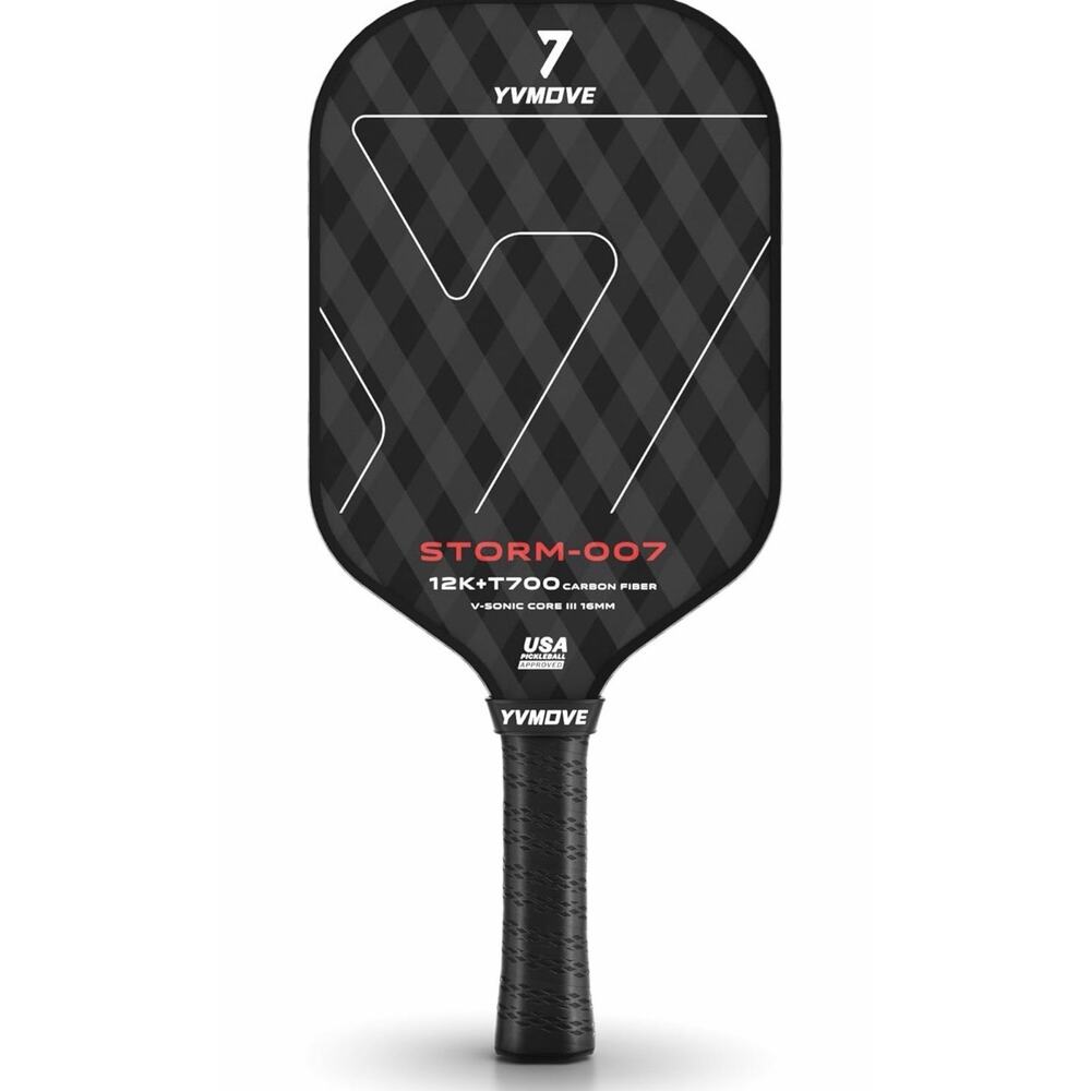 YVmove Pickleball Paddle Storm-007 12k +T700 Carbon Fiber V-Sonic Core III 16mm